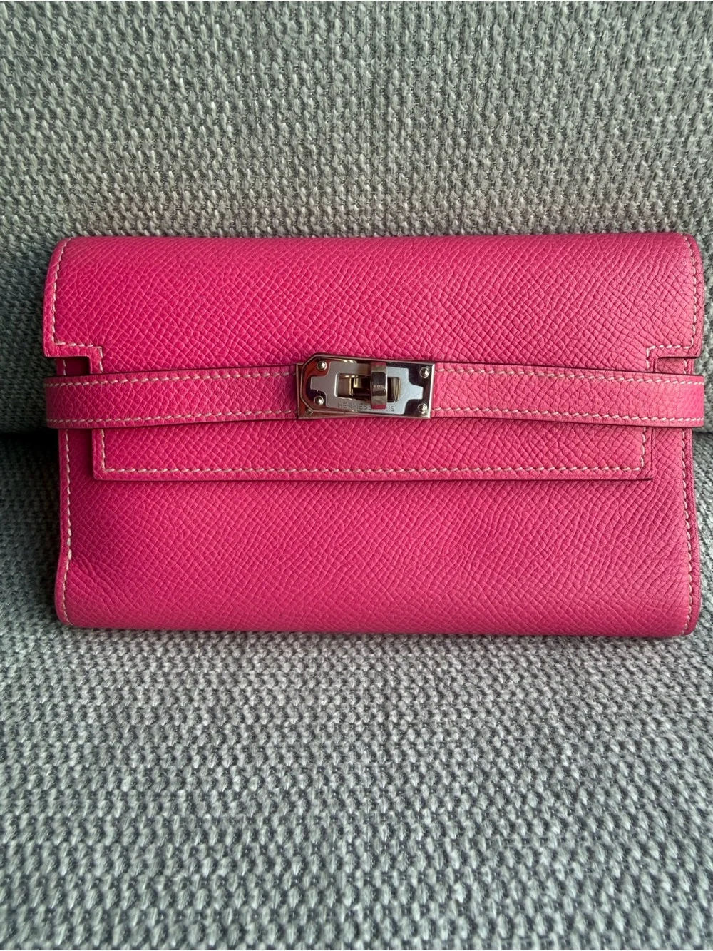 HERMES Kelly wallet medium Tri-fold purse A Epsom leather Rose